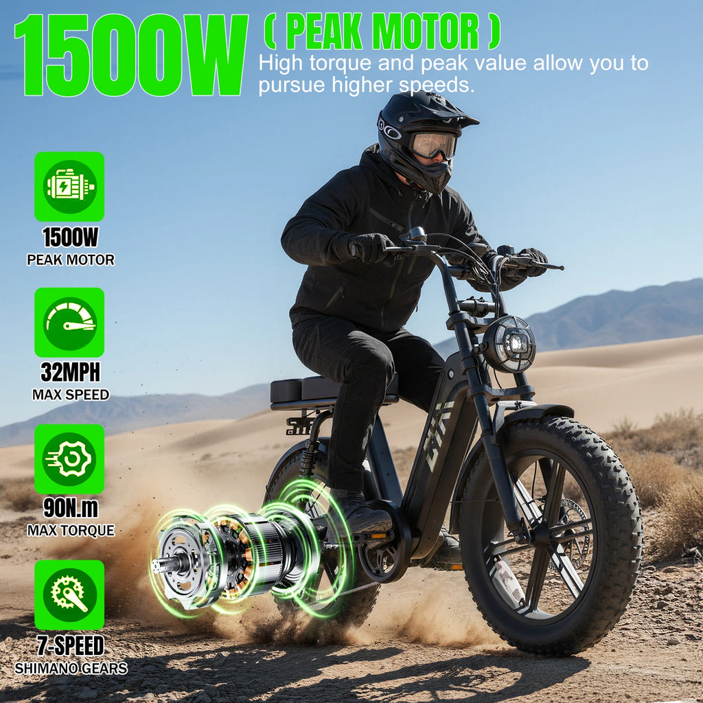 Electric Bike with Fat Tires, Rear Seat
