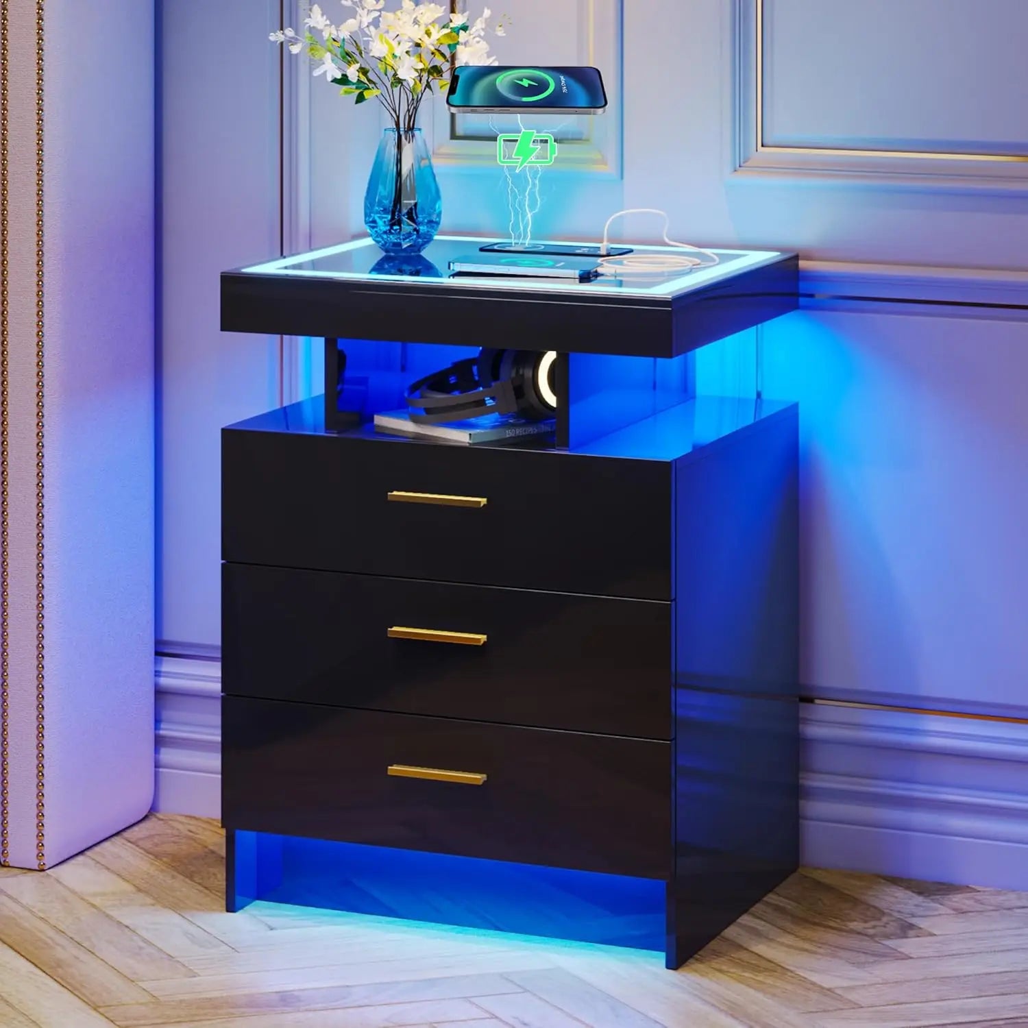 2 Nightstands Wireless Charging LED