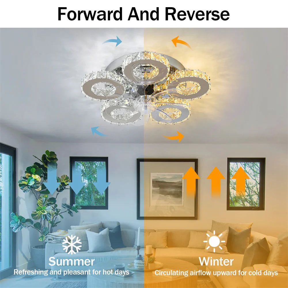 Crystal Ceiling Fan Led, App Controlled