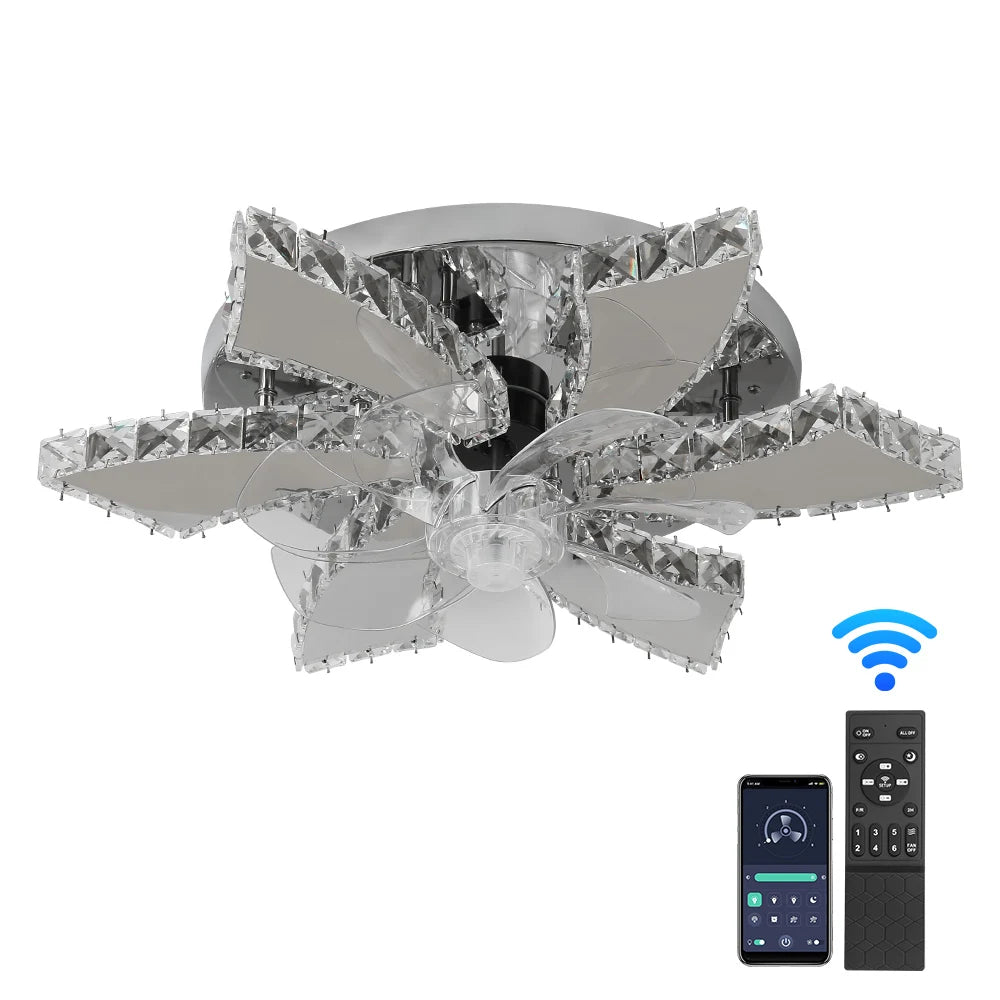 Crystal Ceiling Fan Led, App Controlled