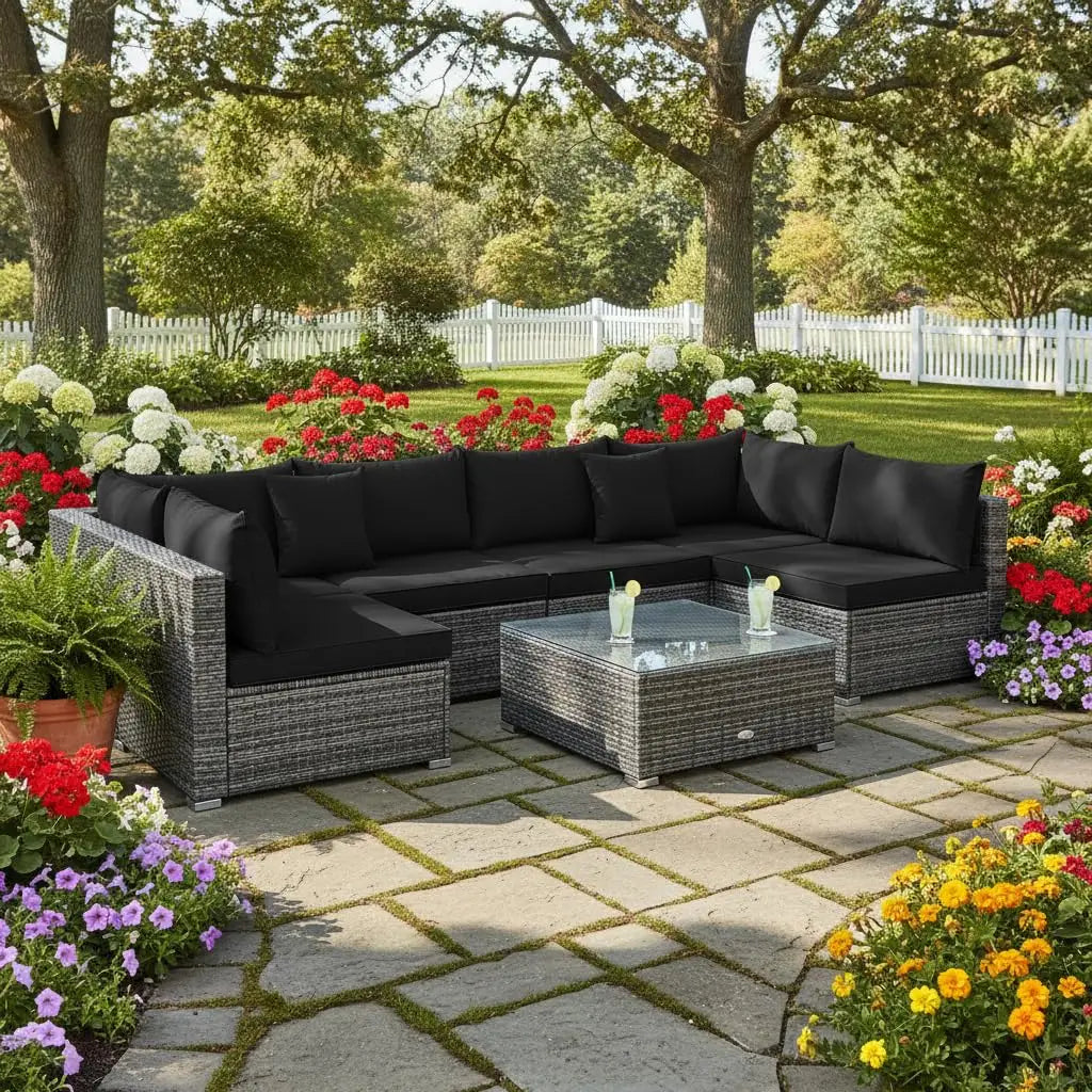 7 Pieces Wicker Patio Furniture Set