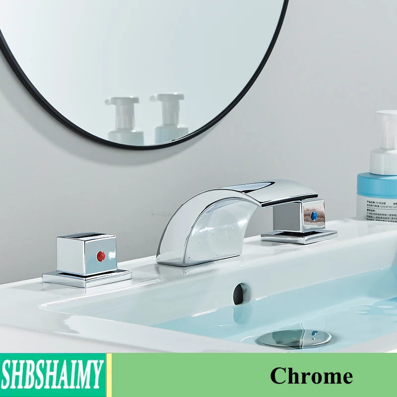 LED Bathroom Waterfall  Faucet 3 Hole