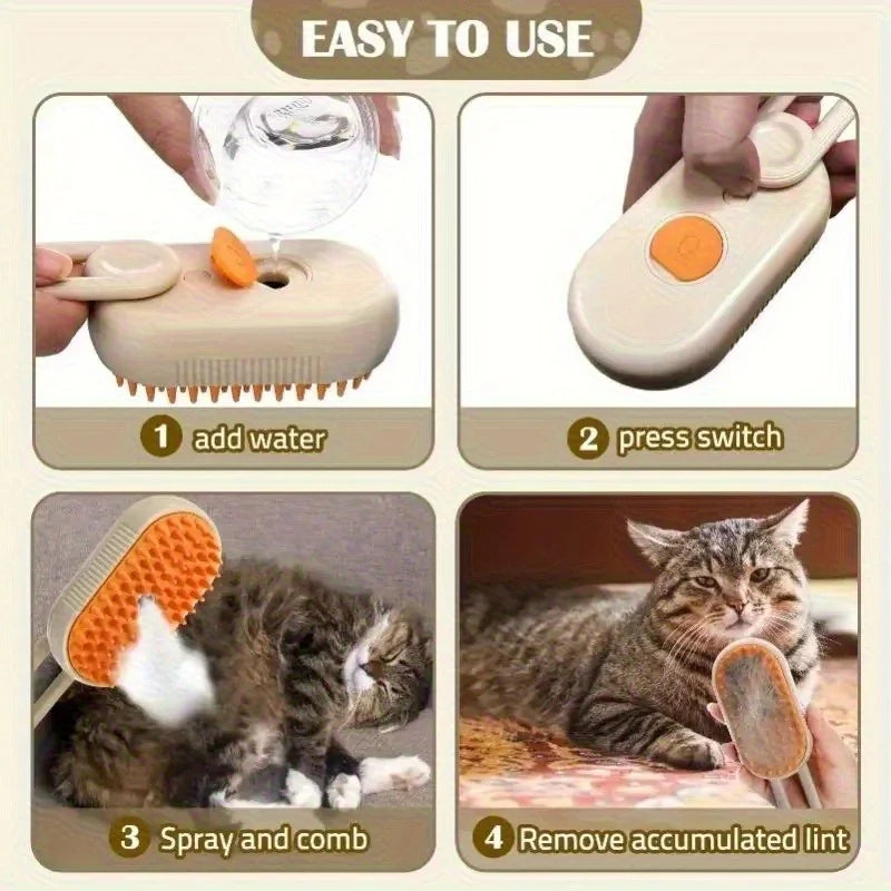 3 in1 Grooming Steam Brush Cat Brush