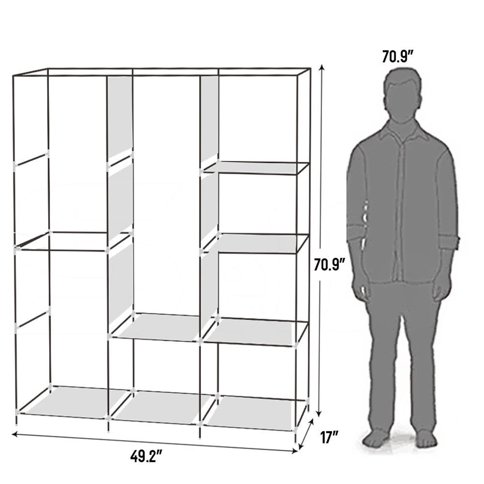 71" Portable Wardrobe Closet