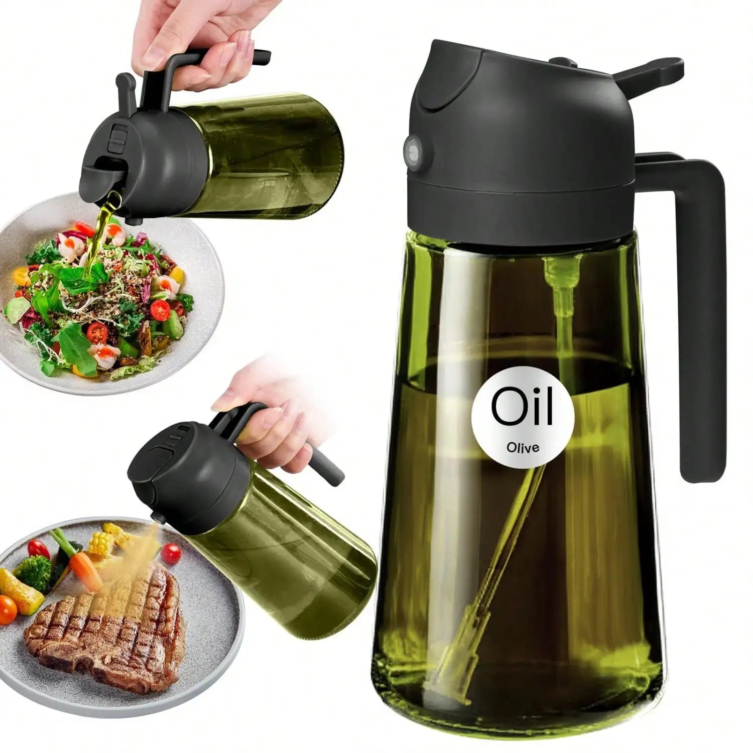 Glass Oil Dispenser 2 In 1 Spray Bottle