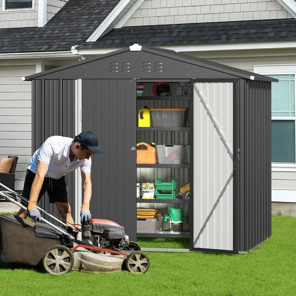 Galvanized Outdoor Storage Shed 8 x 6 FT,