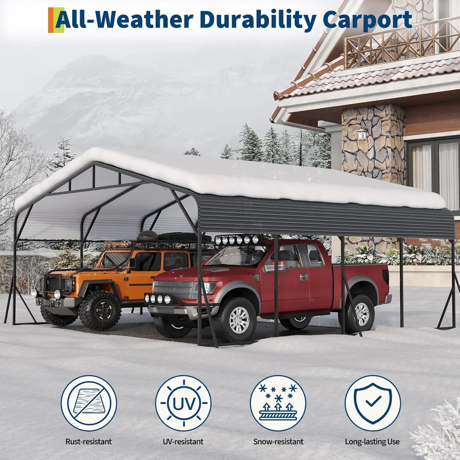 20x20 FT Heavy Duty Car Shelter SUV Truck Boat,