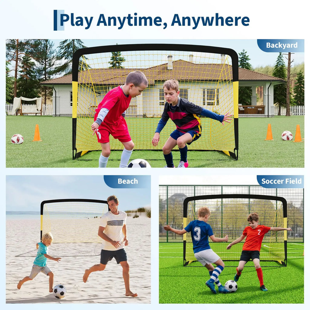 6x4ft Pop Up Soccer Goal Set Of 2 Backyard Soccer Nets