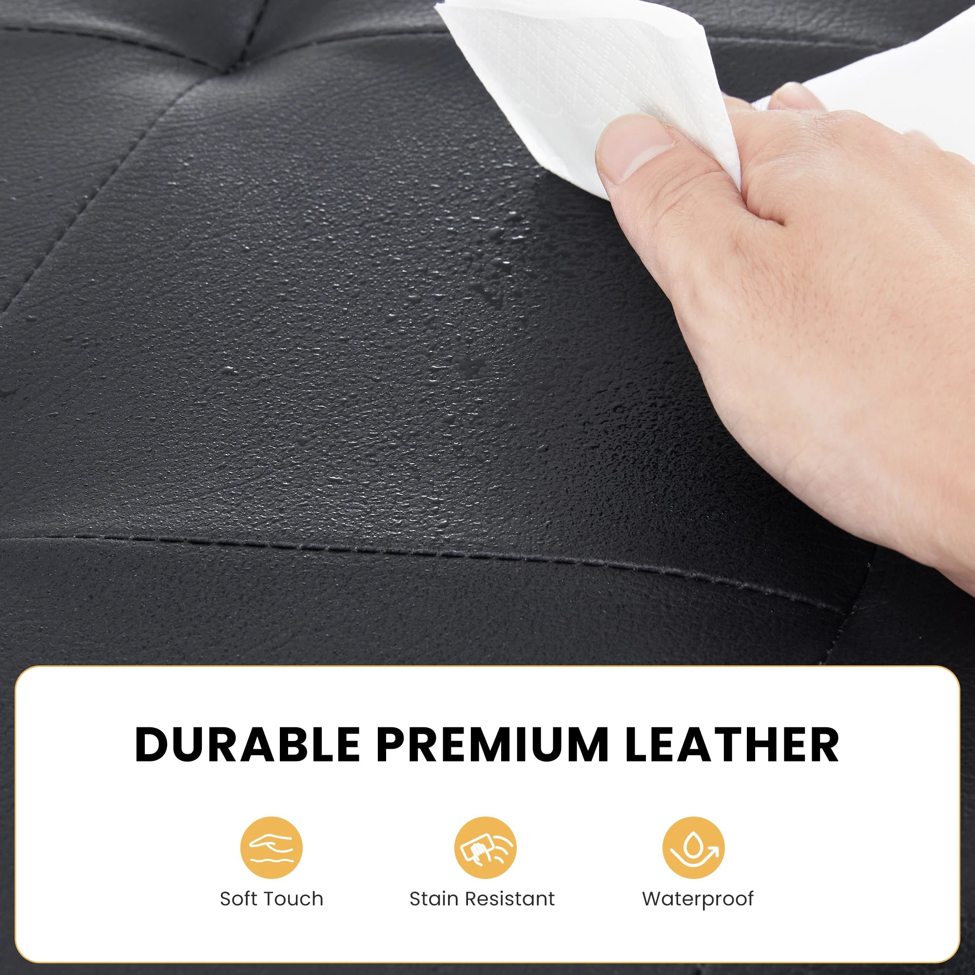 43" Leather Folding Ottoman