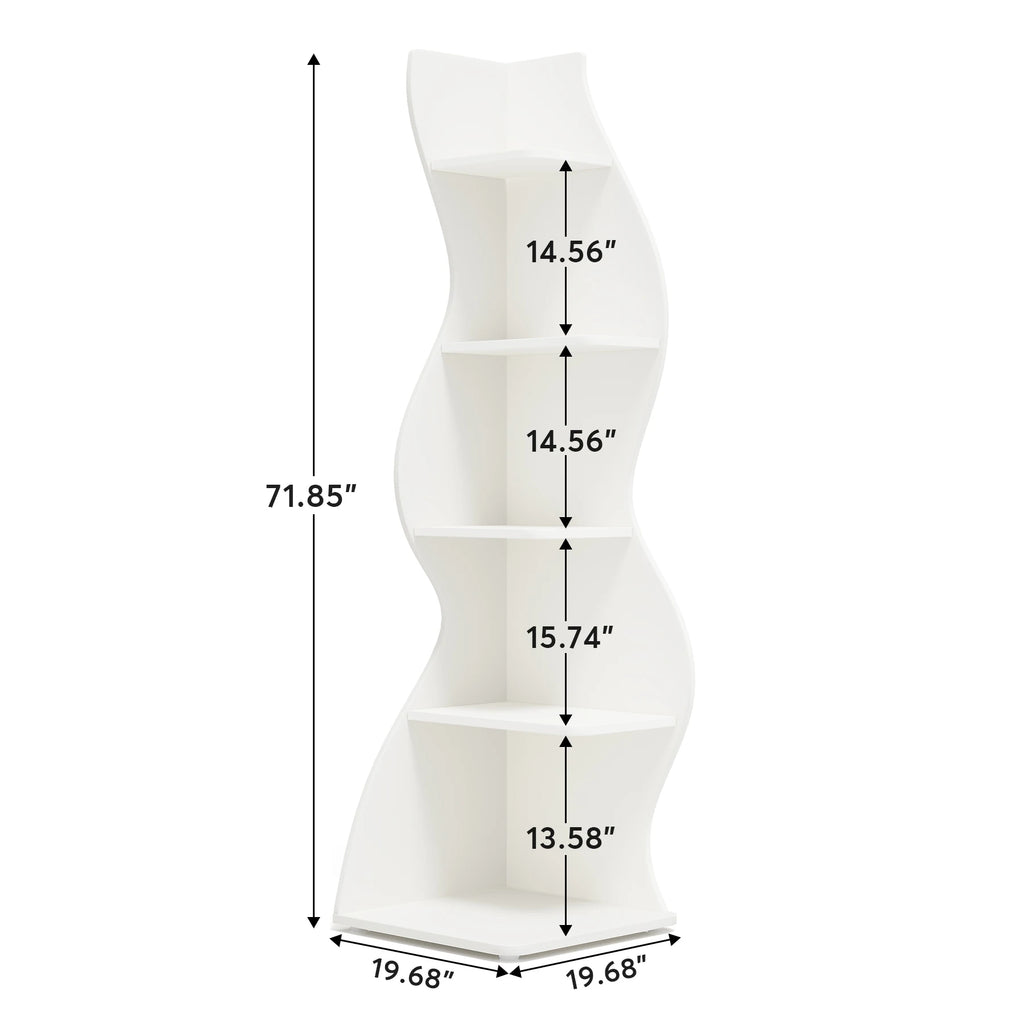 Modern 5-Tier Wall Corner Bookshelf