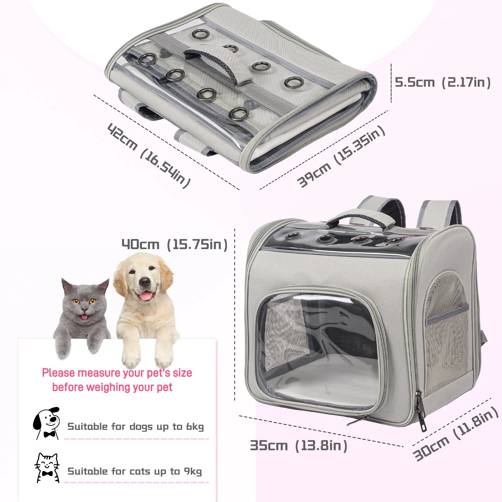 Breathable Pet Backpack With Front Opening