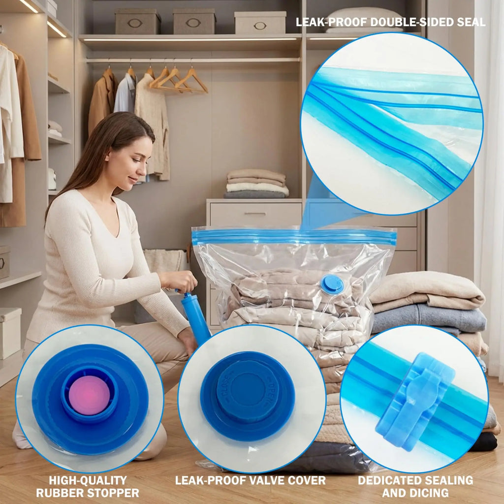 16pcs Vacuum Bags with Hand Pump