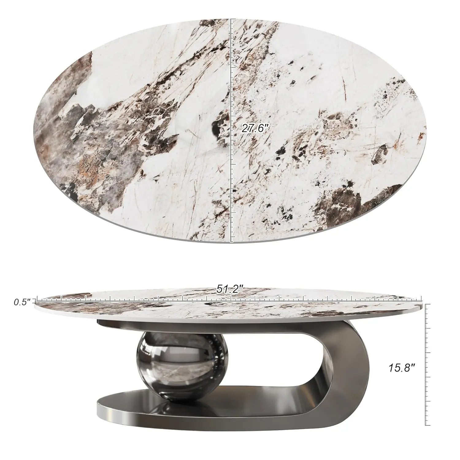 Coffee Table withStainless Steel Pedestal,