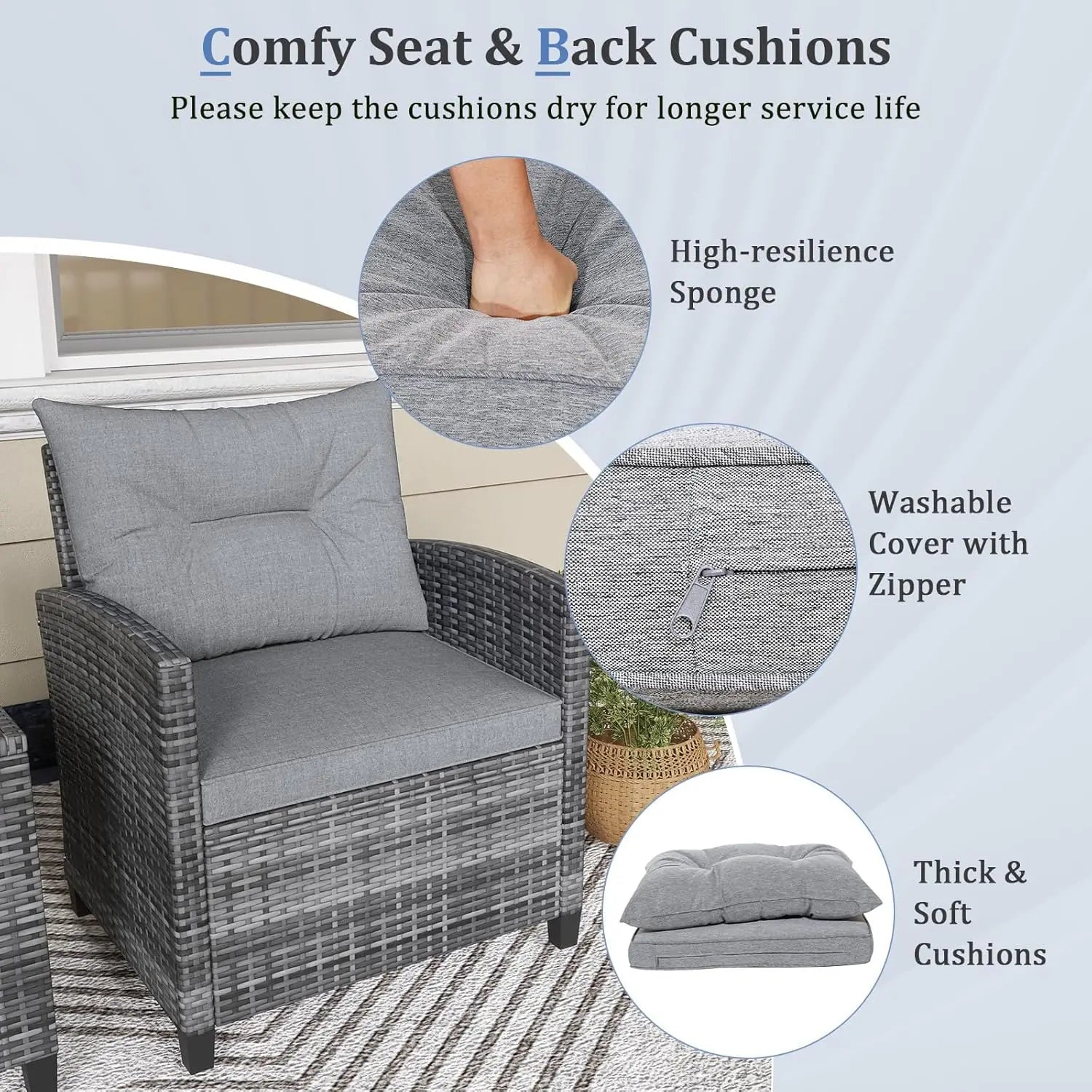 3 Piece Patio Furniture Set