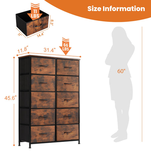 10 Fabric Drawer Dresser With Steel Frame