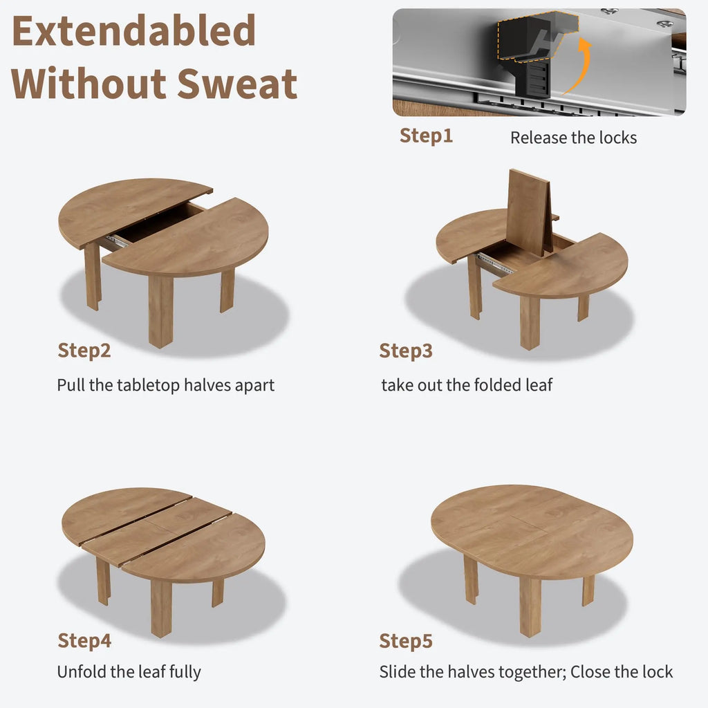 Extendable Round To Oval Dining Table