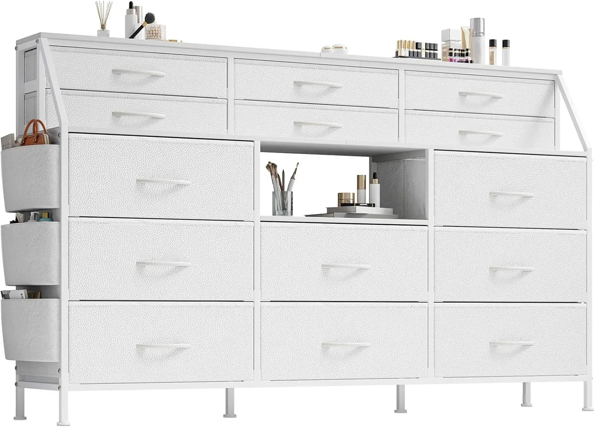 14 Fabric Chest of Drawers, Wooden Top