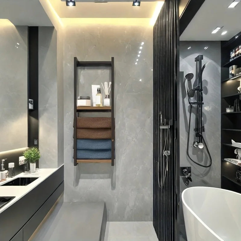 2-layer carbon steel wall-mounted towel rack
