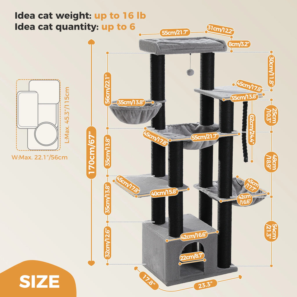 Tall Cat Tower for Indoor Adult Cats