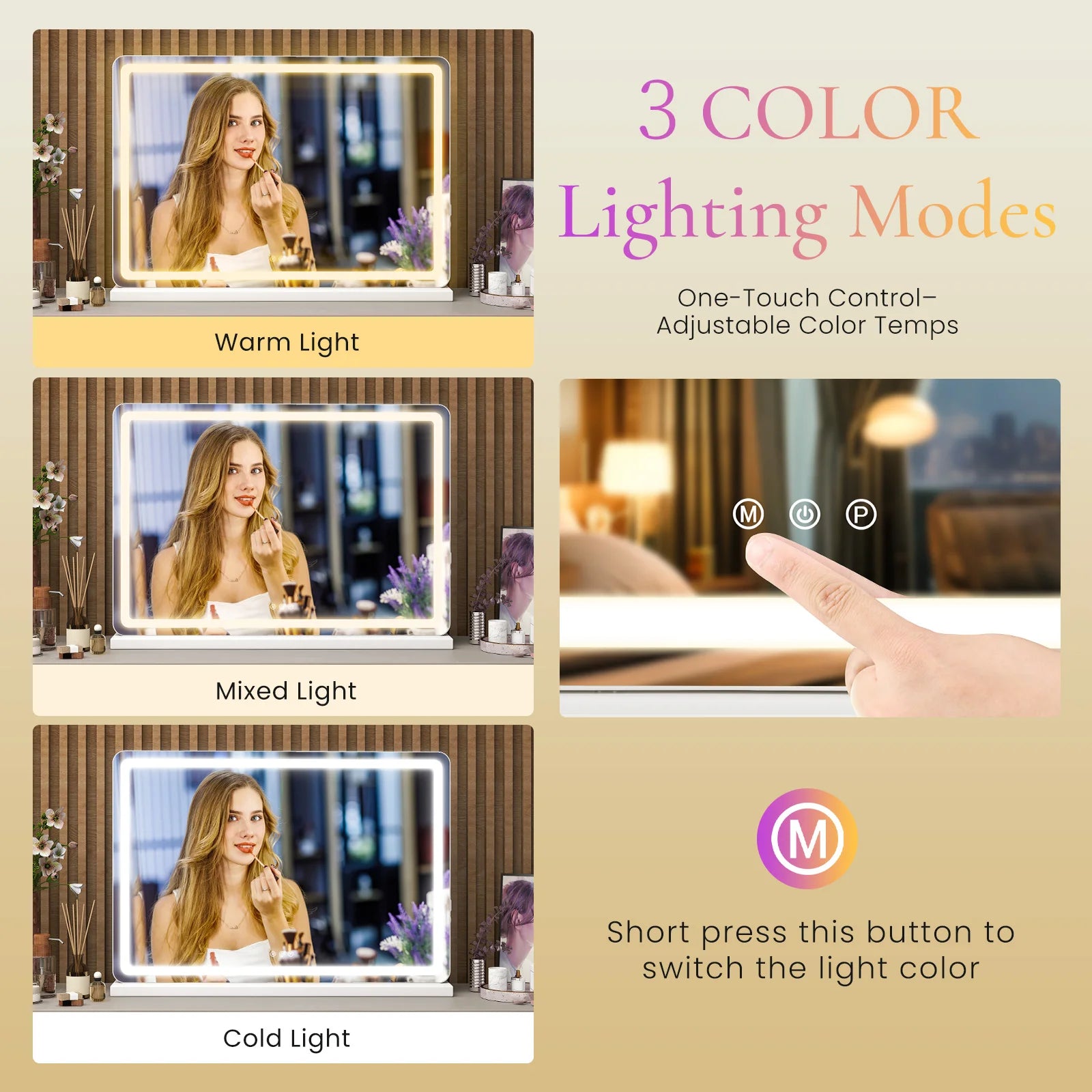 LED Mirror with Dimmable Lights