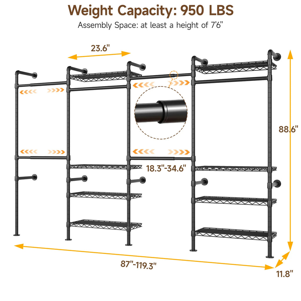 Wall Mount Pipe Clothes Rack