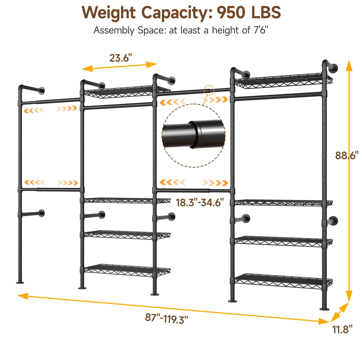 Wall Mount Pipe Clothes Rack