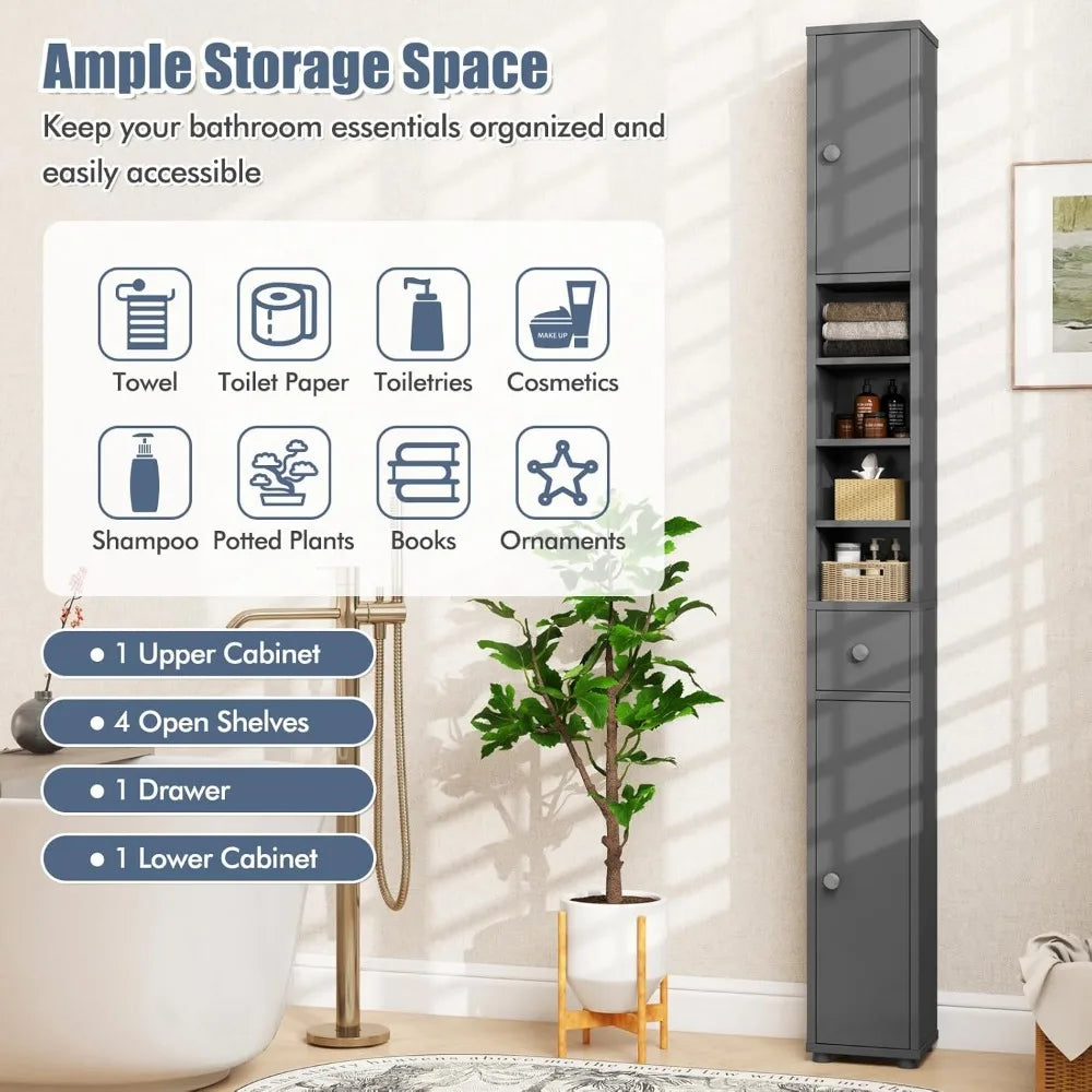 71” Tall Narrow Floor Cabinet