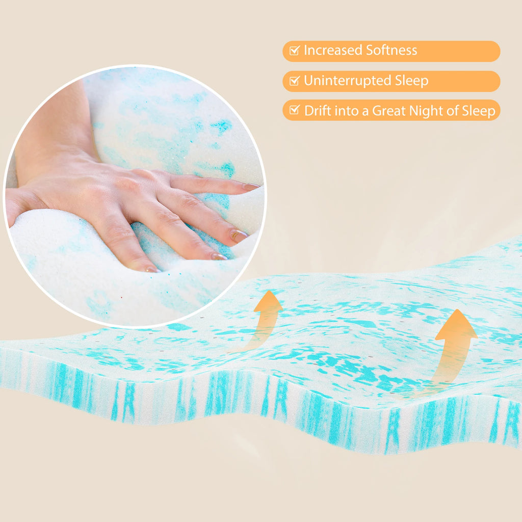 4 Inch Gel Memory Foam Breathable Mattress Topper