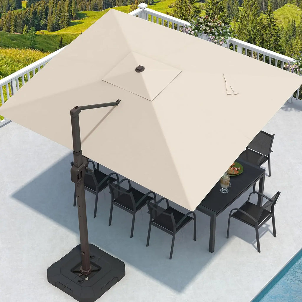 9' X 12' Cantilever Patio Umbrella Base Included 7 Tilts,