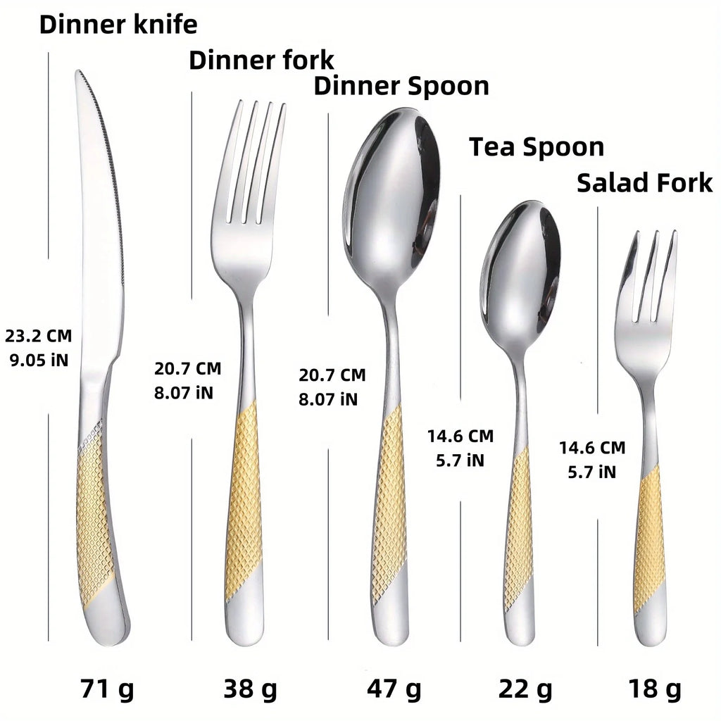 Hammered Modern Golden/Silvery Silverware Set, 40pcs