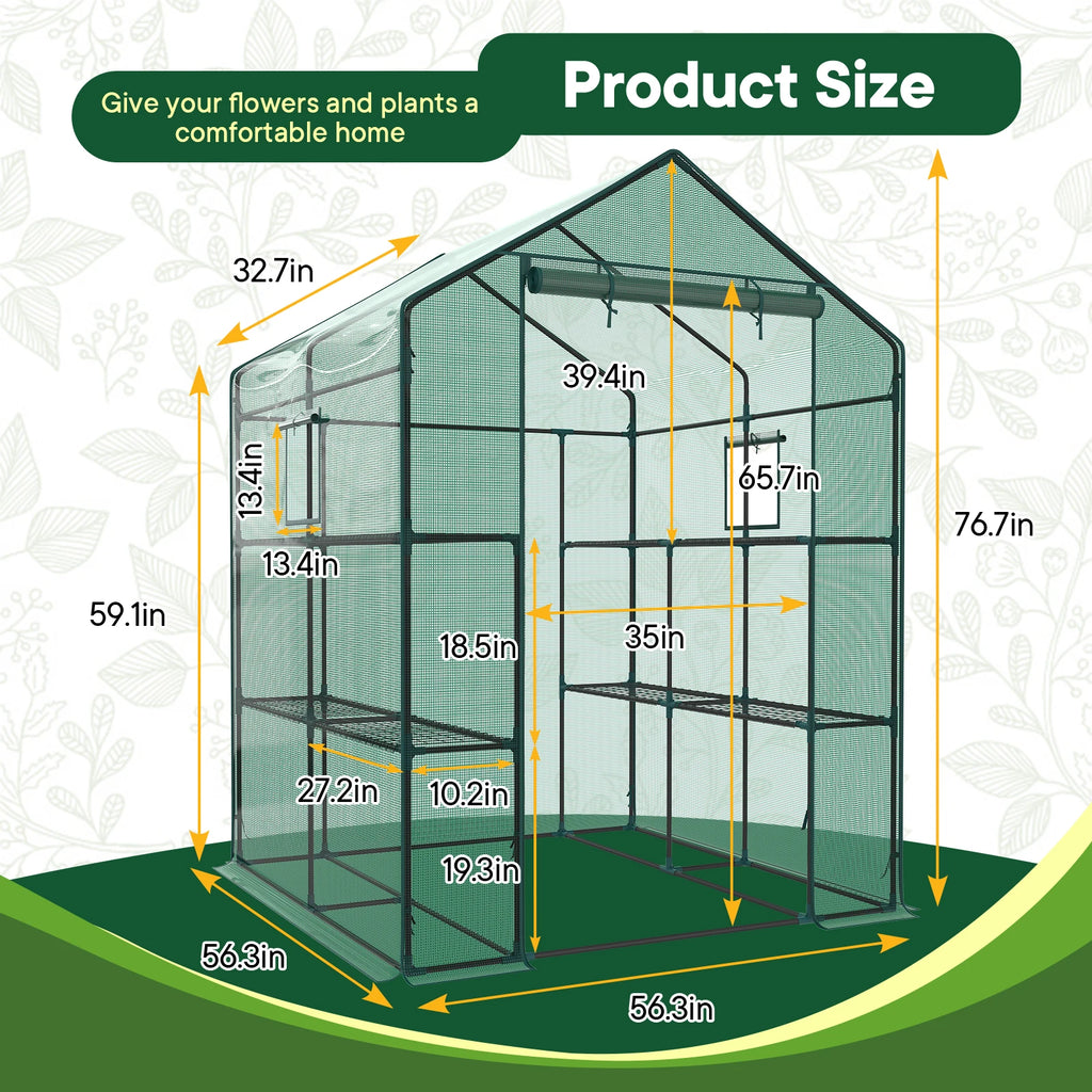 56" Portable Walk-In Greenhouse