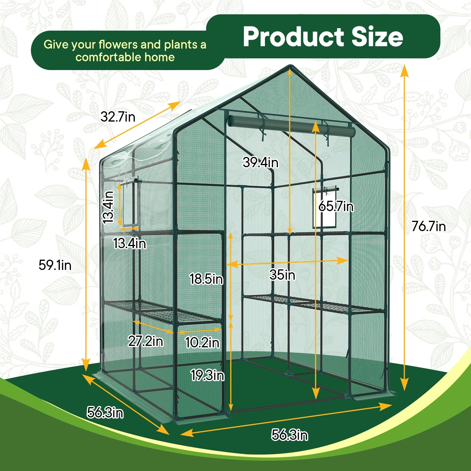 56" Portable Walk-In Greenhouse
