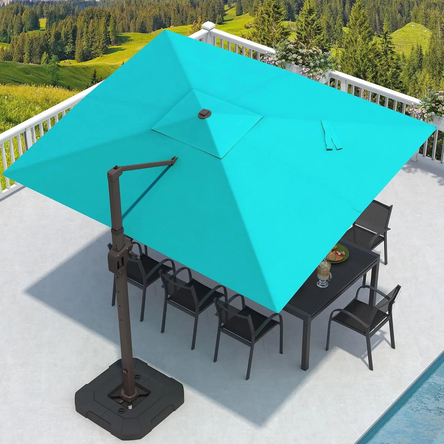9' X 12' Cantilever Patio Umbrella Base Included 7 Tilts,