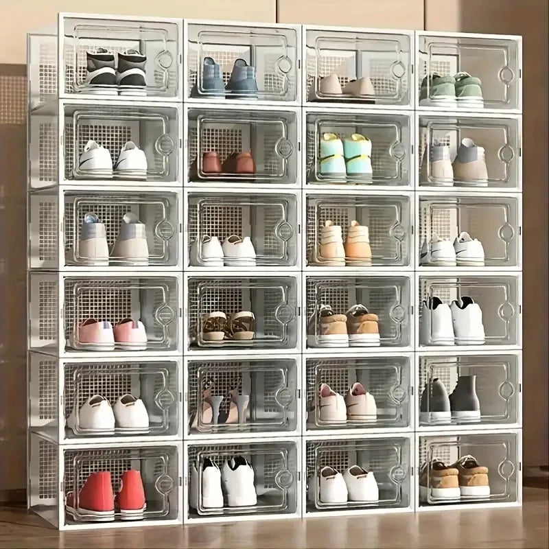 24pcs Large Stackable Plastic Shoe Storage Boxes
