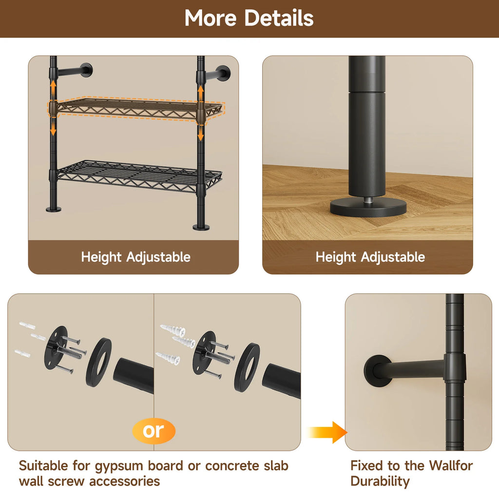 Wall Mount Pipe Clothes Rack