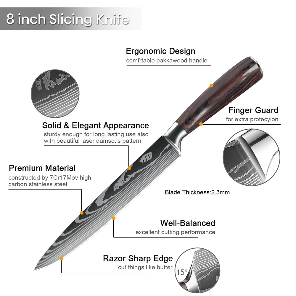 German Stainless Steel 8 Inch Slicing Knife