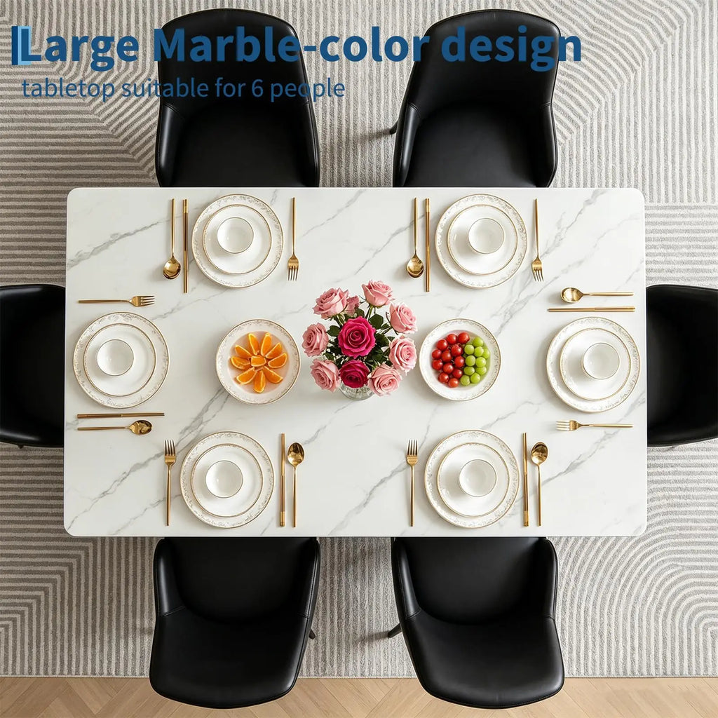 71" Marble look Dining Table