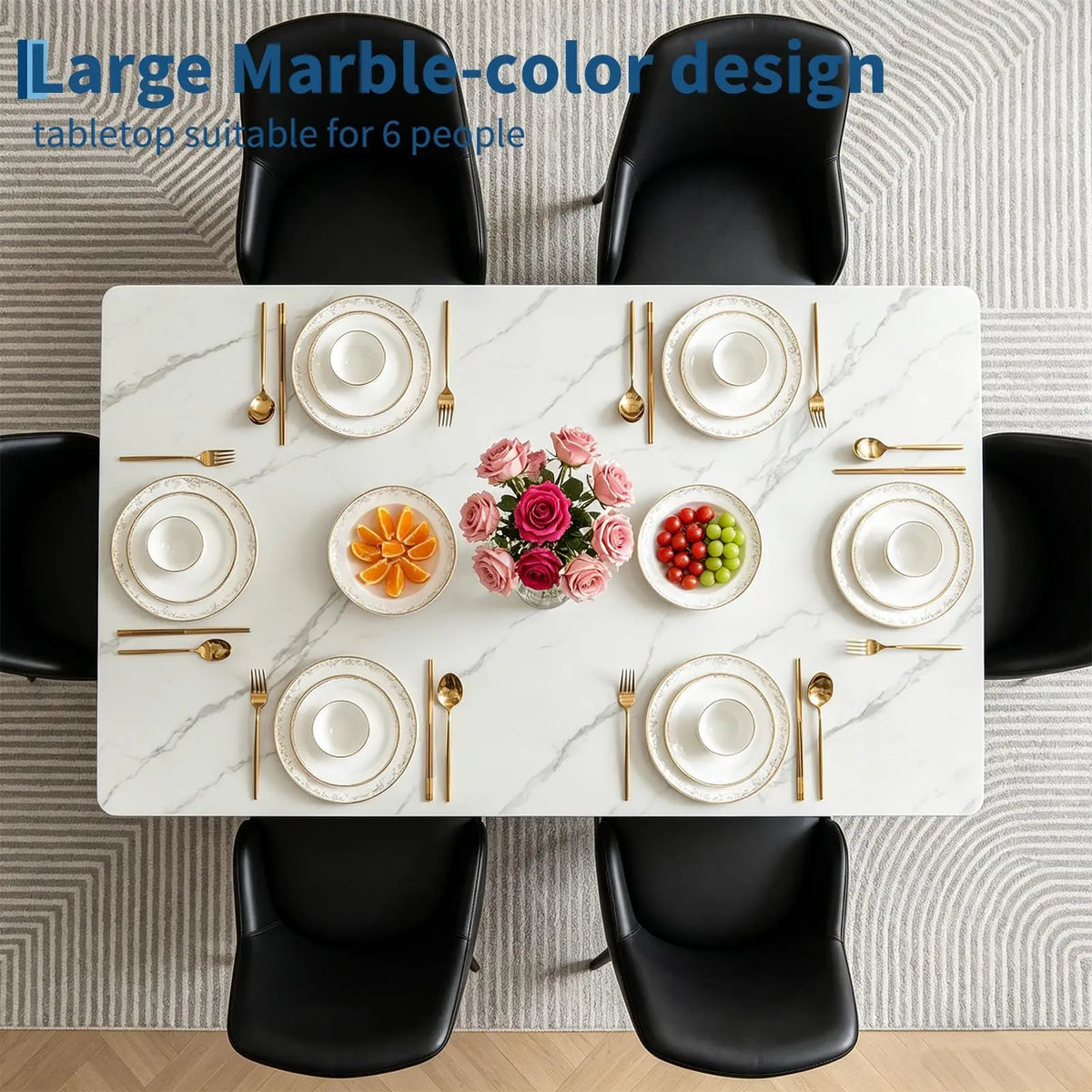 71" Marble look Dining Table