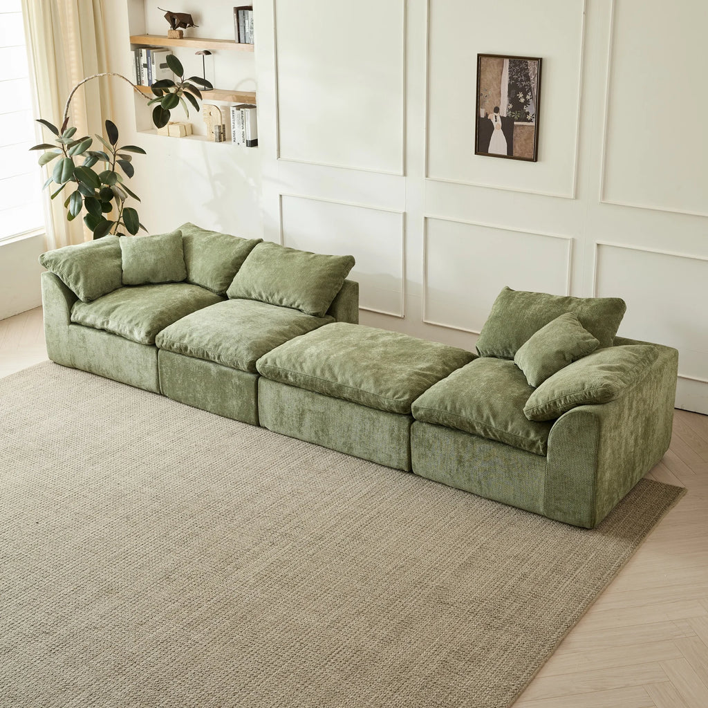 109"  L-Shaped 3-Seater Couch with Ottoman