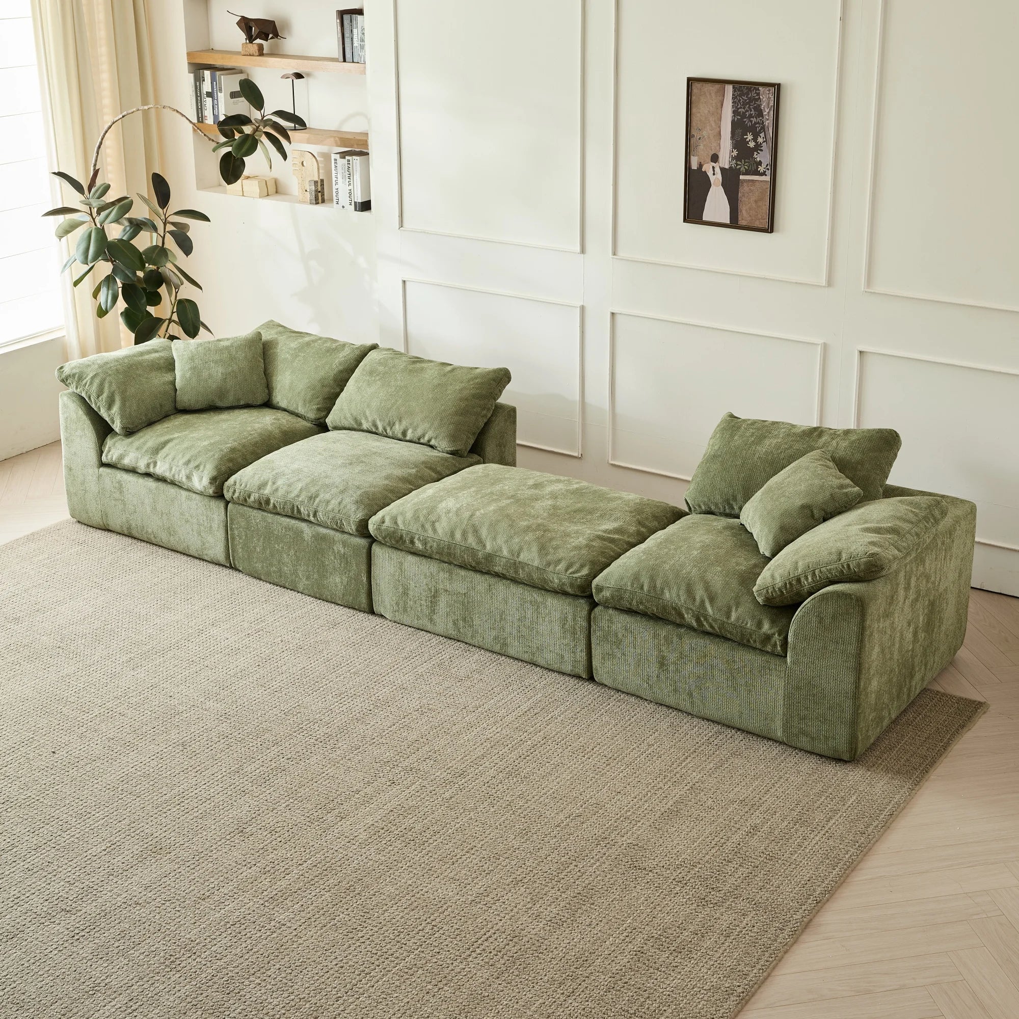 109"  L-Shaped 3-Seater Couch with Ottoman