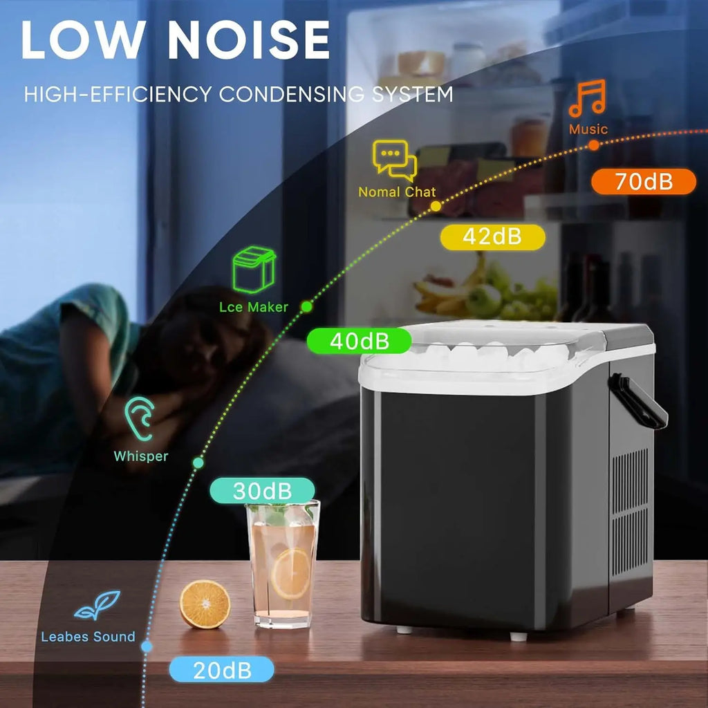 Portable Ice Maker, 26lbs/24H Self-Cleaning, Quiet