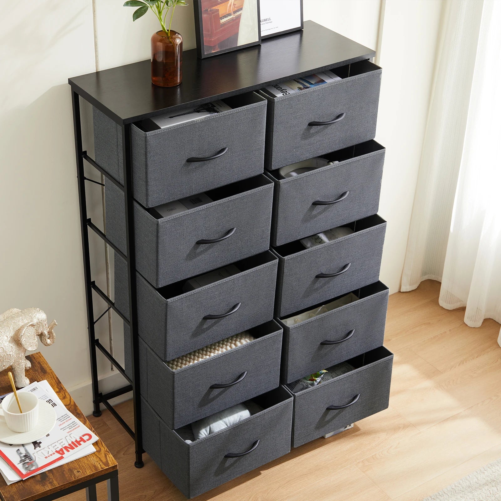 10 Fabric Drawer Dresser, Nightstand