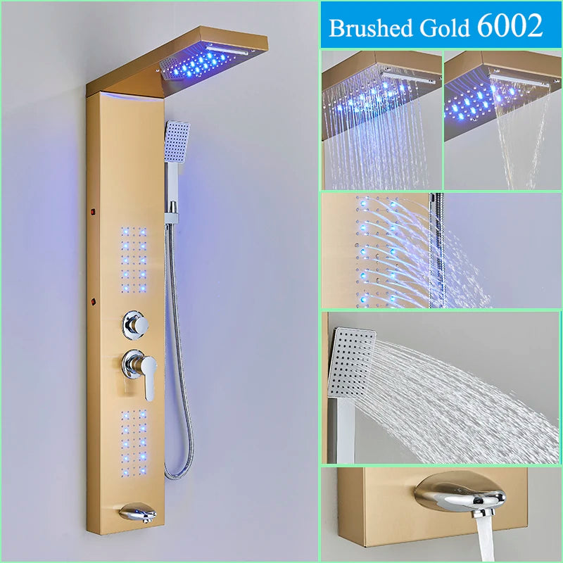 Black LED Shower Faucet Shower Panel & Column