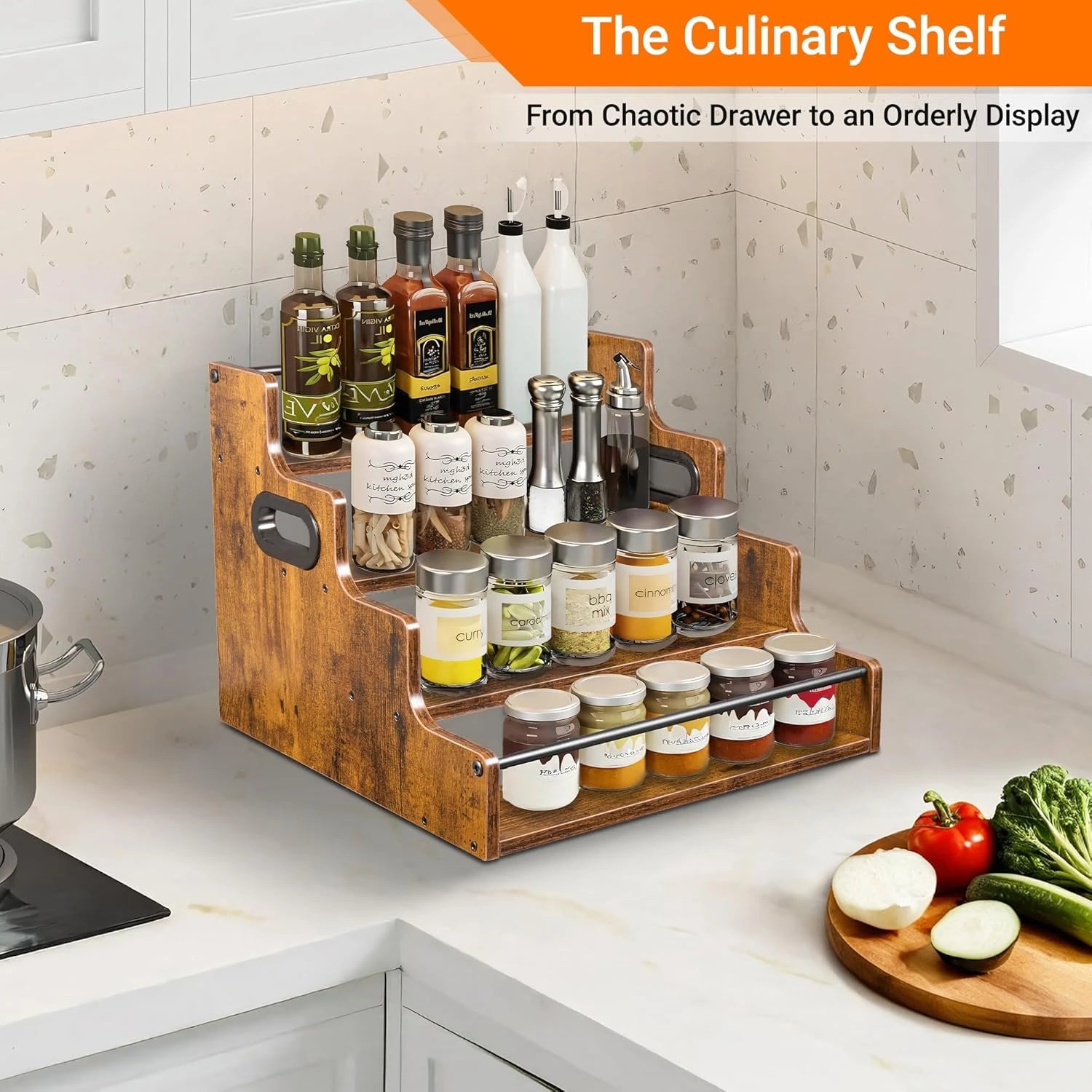 Liquor Bottle Shelf, Coffee Cup/Seasoning Rack