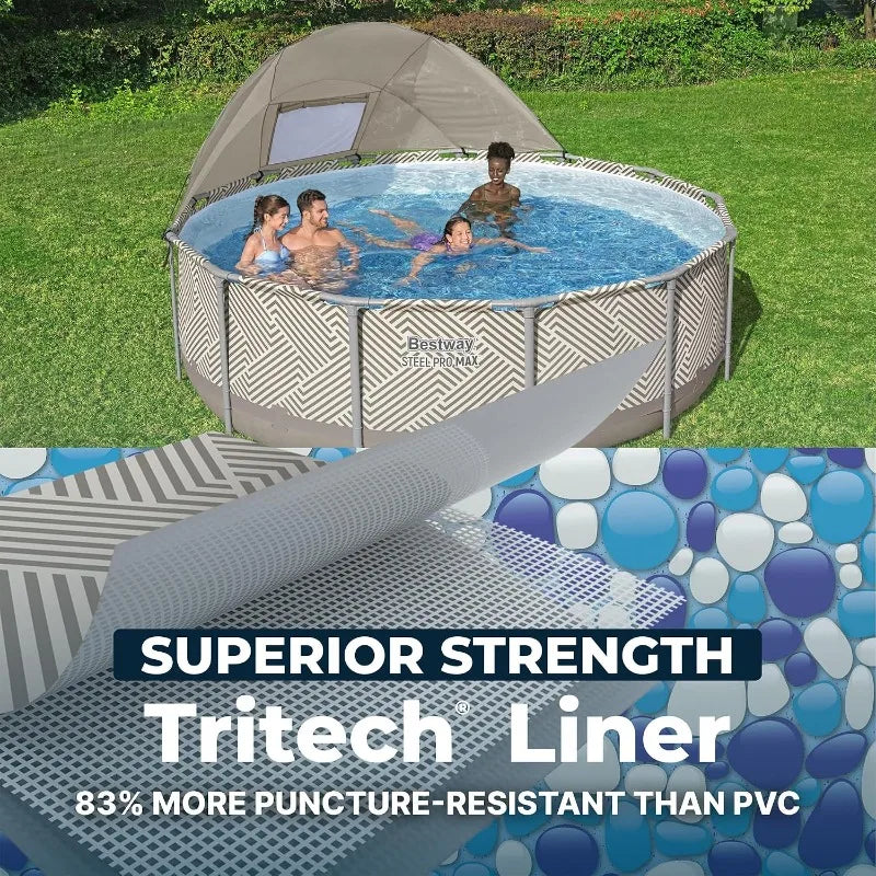 Steel 13ft Round Pool w/canopy, Pump & Ladder