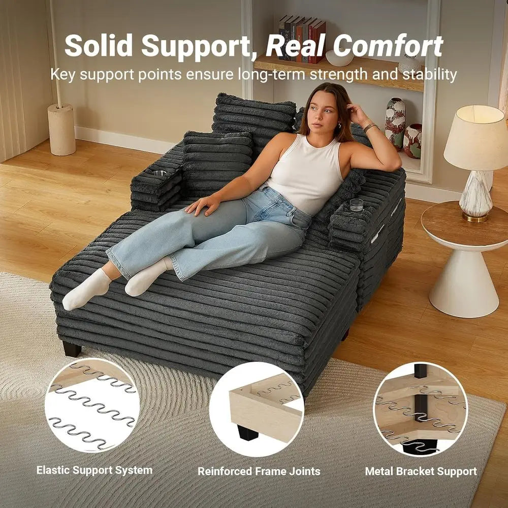 Oversized Corduroy Chaise Lounge