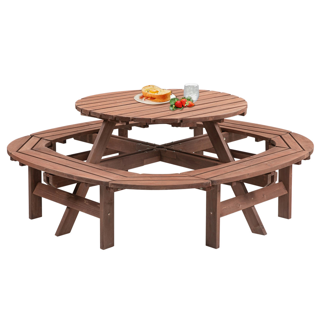 Solid Wood Round Picnic Table