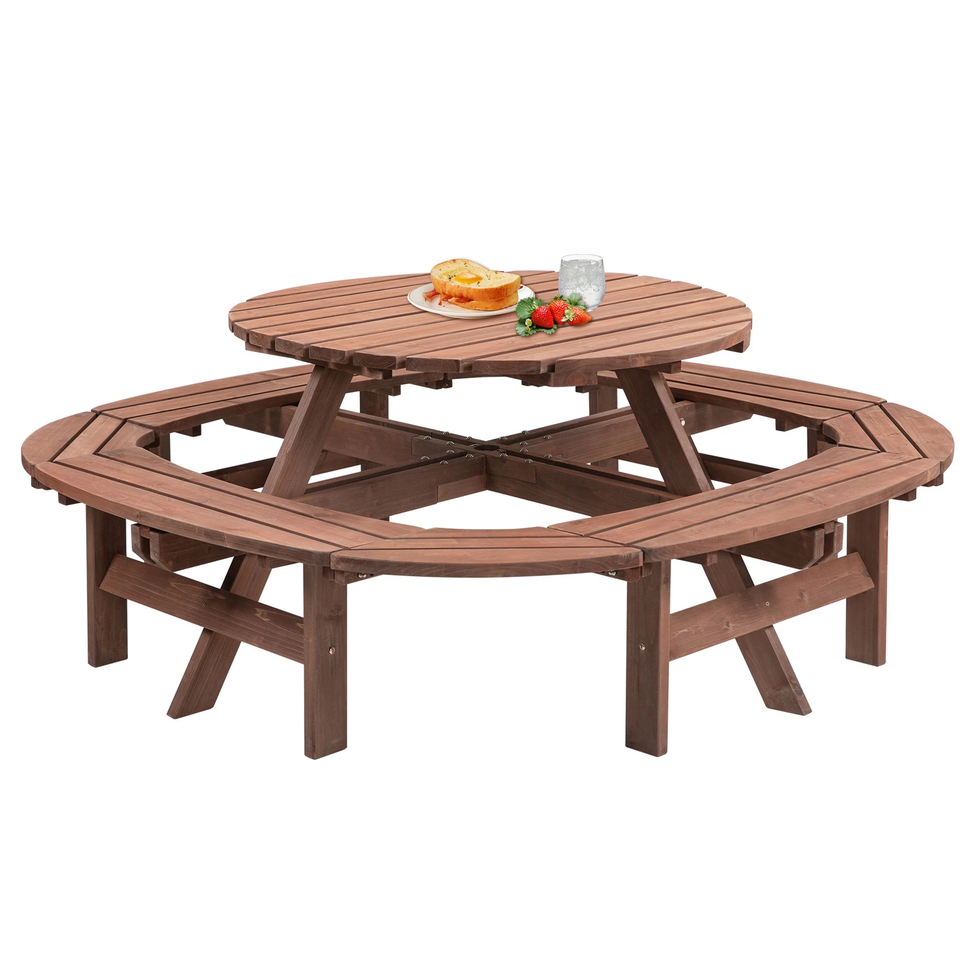 Solid Wood Round Picnic Table