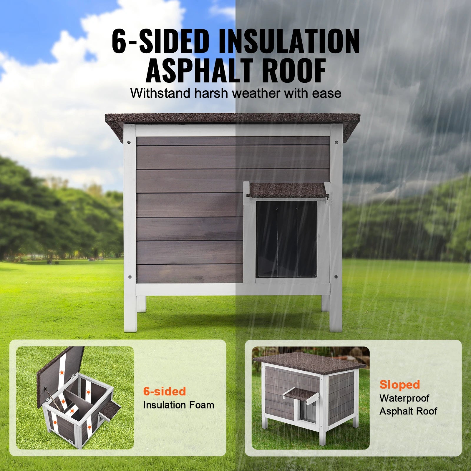 Outdoor Weatherproof Pet Shelter, Foam Insulated