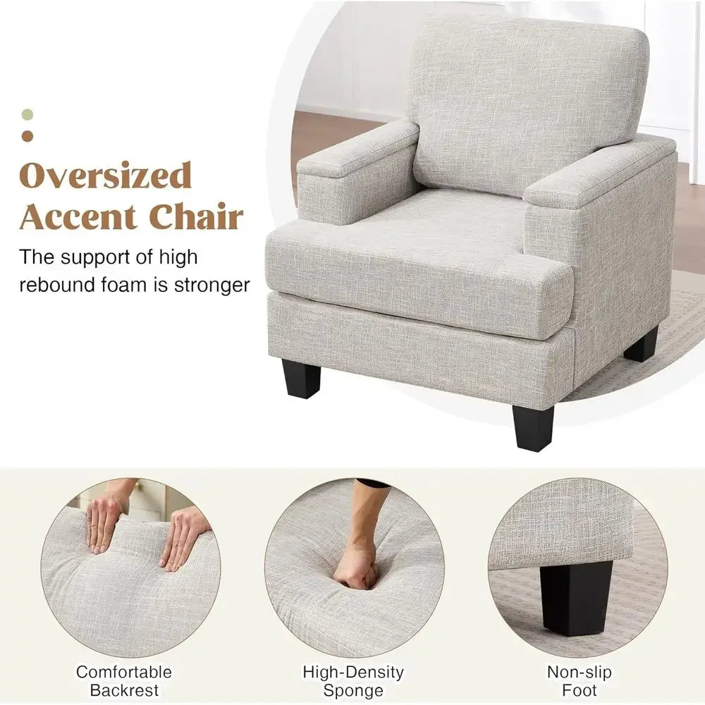 2-Piece Armrest Storage Accent Chairs